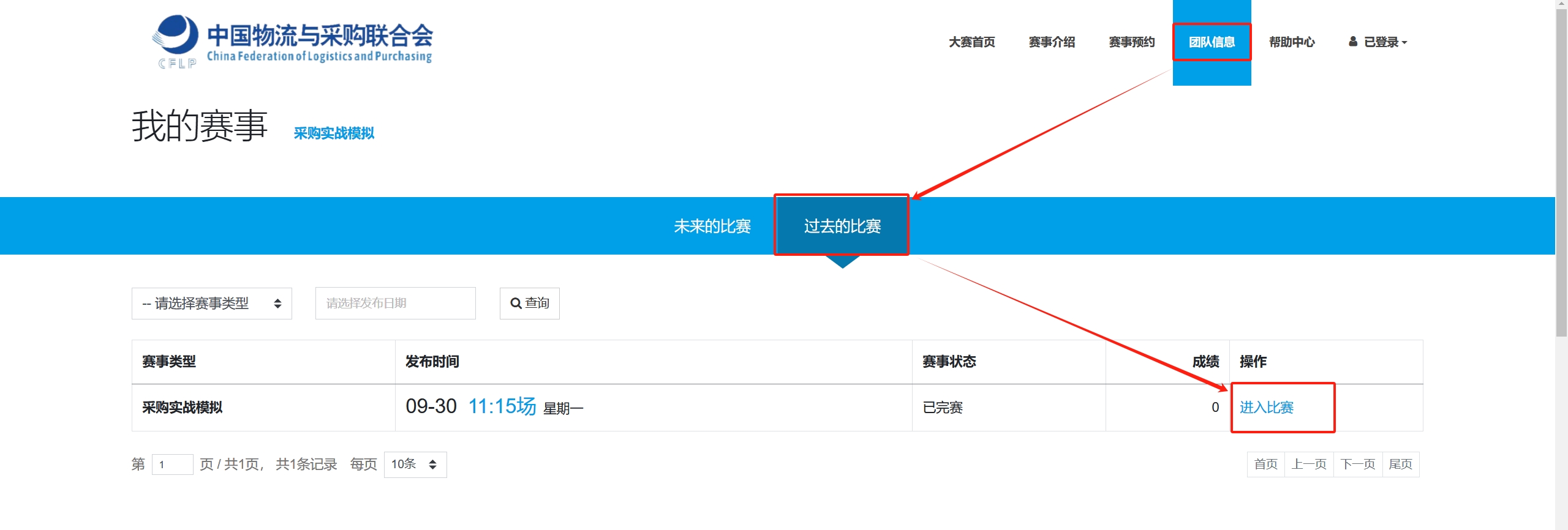 过去的比赛